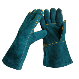 Top Quality Split Cowhide Leather Double Palm Reinforced Fingers Welding Gloves