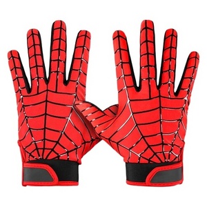 Red Web Pattern American Football Gloves High sticky palm American sublimated back football gloves