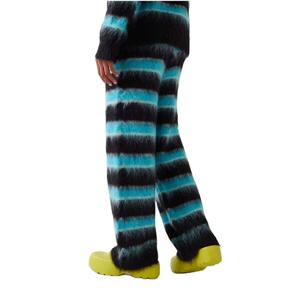 Senior Manufacturers Custom Fashion Fuzzy Camo Mohair Jogging Pants Men Knit Trousers Mohair Flared Sweats Pants Men