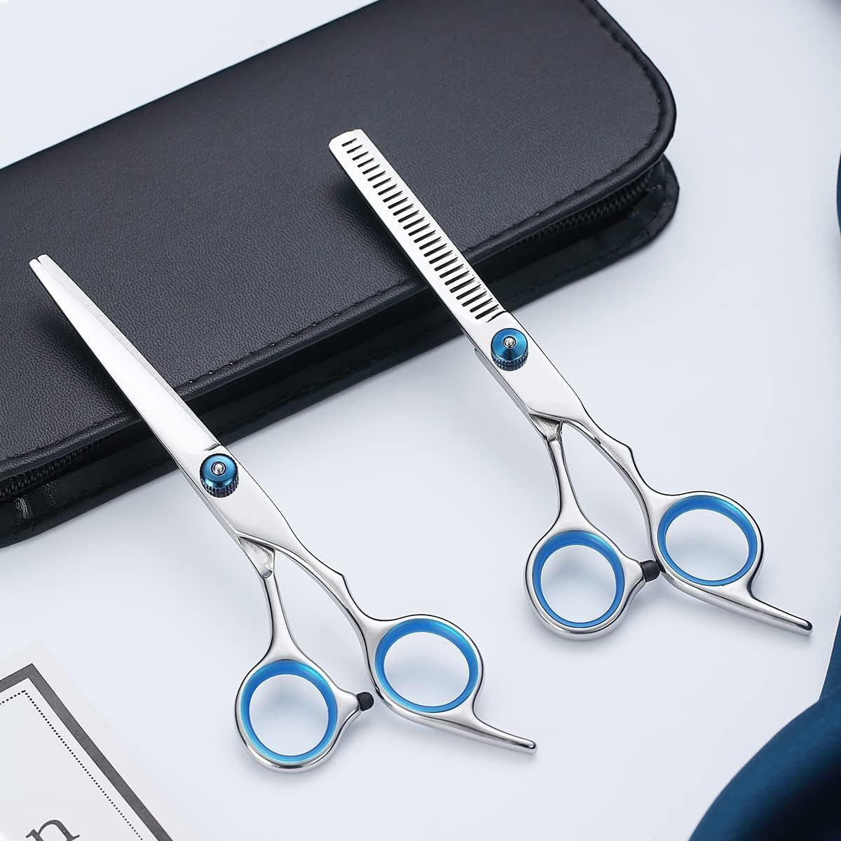 6.5 inch Hair Cutting and Thinning Scissors Shears 2 Pieces Professional Barber Hairdressing Texturizing Premium Salon Home use