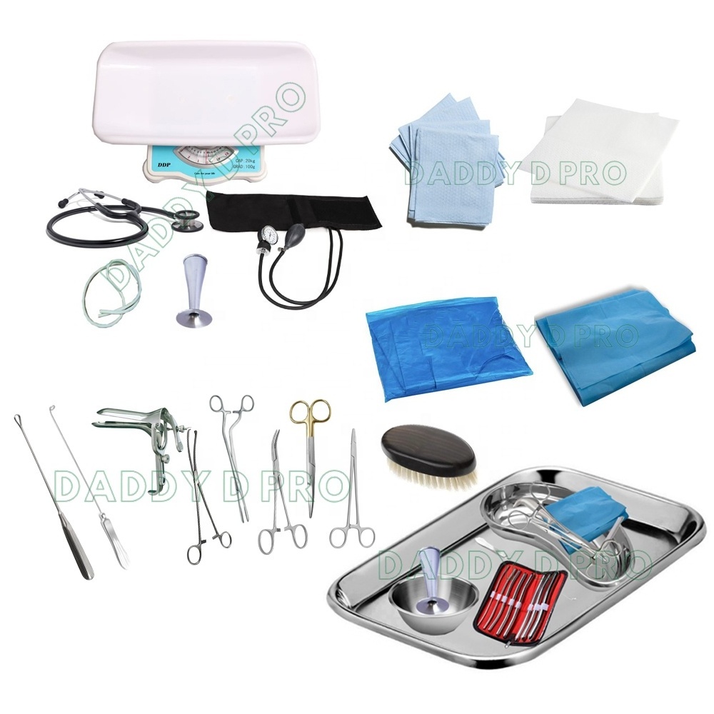 MIDWIFERY KIT OF 34 PIECES Stainless Steel Midwifery Surgical Set Medical Genecology Midwifery Kit Surgical Instruments Set DDP