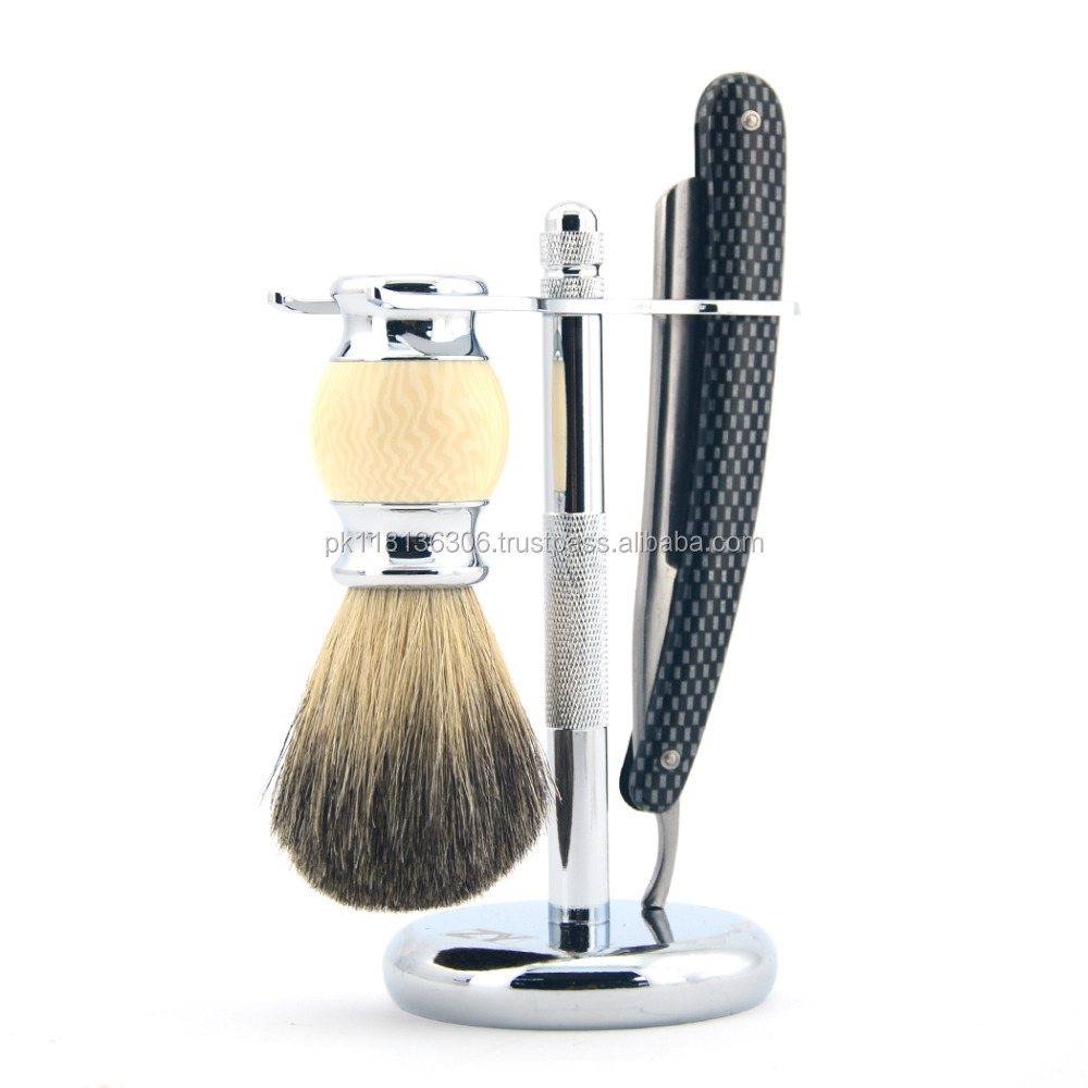 Badger Hair Shaving Brush with Razor Stand Bowl Best Pure Shave Tool Set