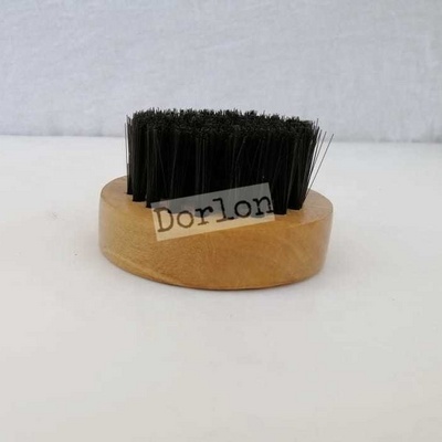 Boar bristle round wooden beard brush