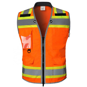 Industrial Safety Vest with Reflective Stripes, Neon Orange