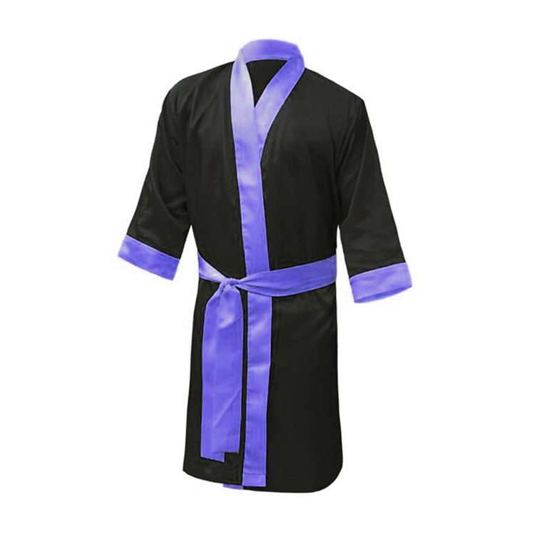 Custom Design MMA Boxing Robe With Golden Pattern Unisex Boxing Judo Sublimation Embroidered Gown