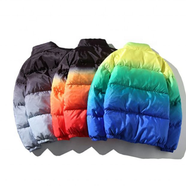 Fashion Style Shiny Custom Polyester Fabric Men's Puffer Jacket Wholesale Winter Jacket