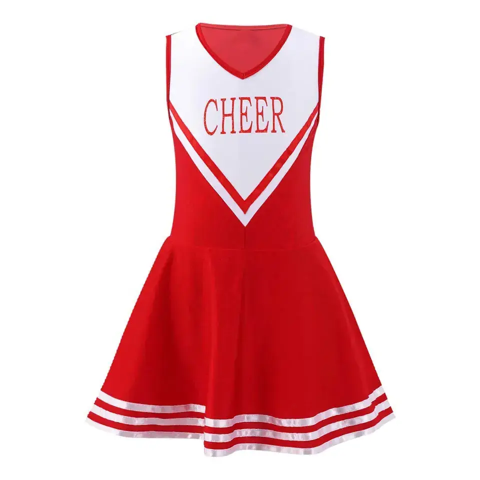 Sportswear Customized High Quality Premium Cheerleader Round Neck Sleeveless Crop Top Mini Cheerleader Uniforms