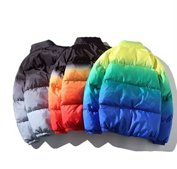 Ready to Ship Loose fit all over dip dye gradient printed men's winter warm puffer down jacket