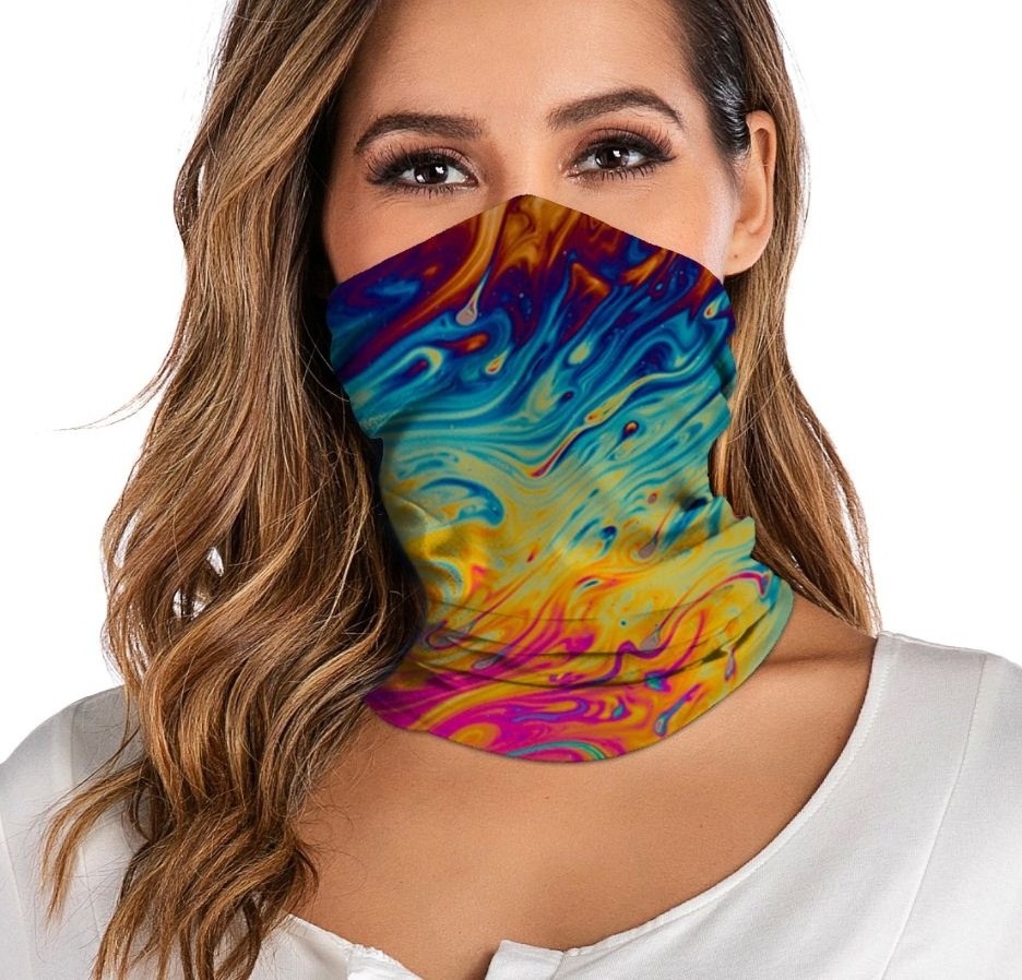 Sublimated Triangle Summer Face Cover Shield Hanging Ear Tube Scarf Ice Silk Neck Gaiter Breathable face mask Headband