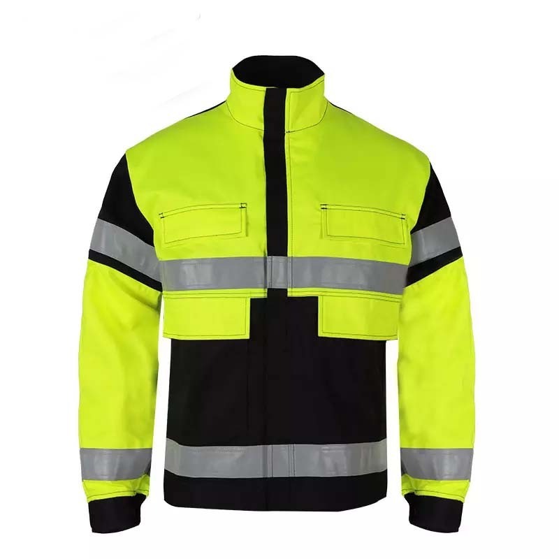 Factory Supply High Visibility Safety Work Clothes Construction Security Workwear 3M Reflective Work Jacket For Men's