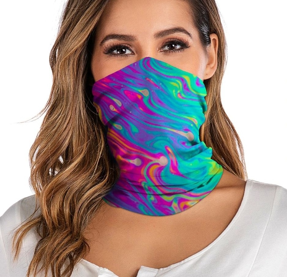 Sublimated Triangle Summer Face Cover Shield Hanging Ear Tube Scarf Ice Silk Neck Gaiter Breathable face mask Headband