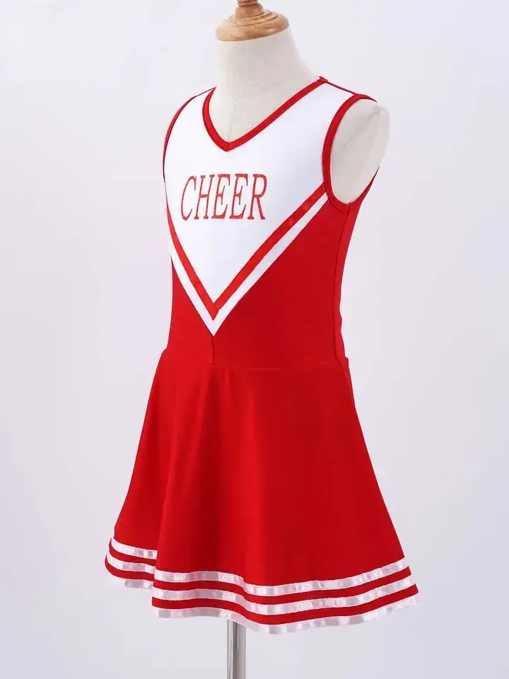 Sportswear Customized High Quality Premium Cheerleader Round Neck Sleeveless Crop Top Mini Cheerleader Uniforms