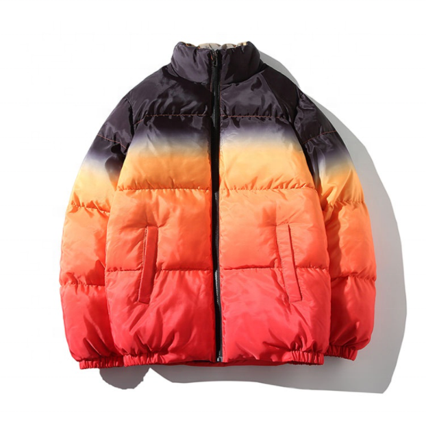 Fashion Style Shiny Custom Polyester Fabric Men's Puffer Jacket Wholesale Winter Jacket