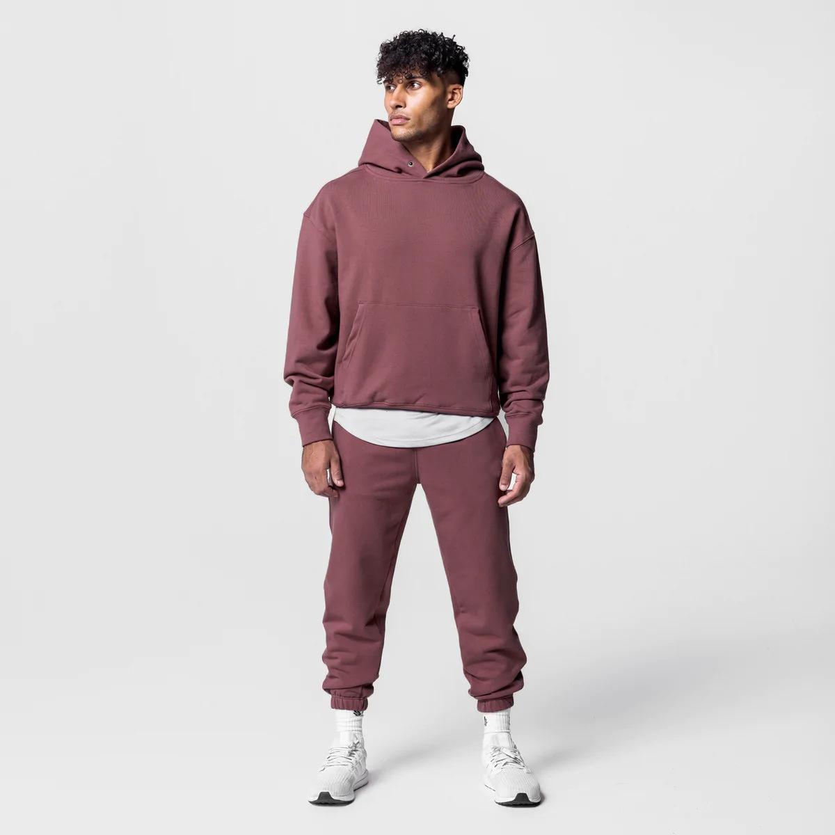 100 Cotton Man 2 Pieces Running Sweater Set Hoodies Sweatshirt Sweatpants Gym Workout Tracksuit Sweat Suit Loose Clothes BestSuppliers