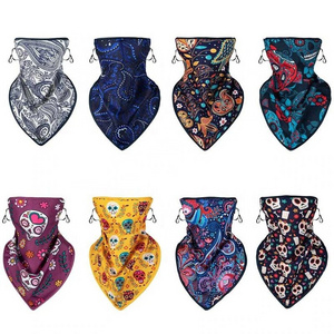 Sublimated Triangle Summer Face Cover Shield Hanging Ear Tube Scarf Ice Silk Neck Gaiter Breathable face mask Headband