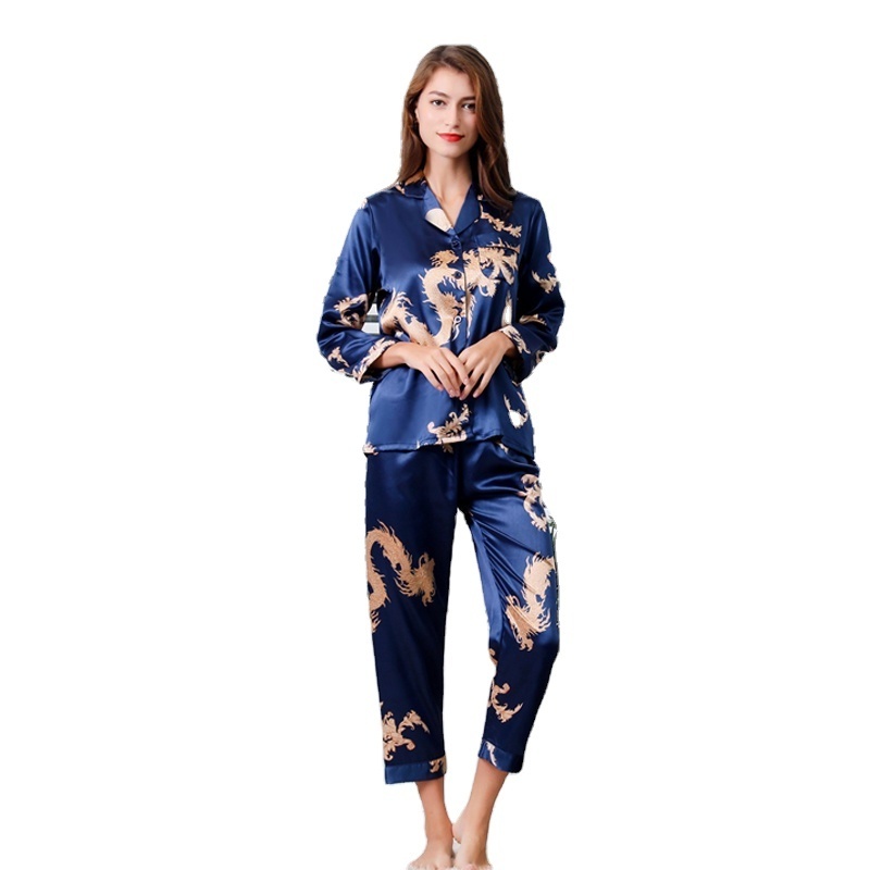 Women sleep wear long sleeve shirt and pajama high quality 2 pieces fashion wear nighty for hot girls