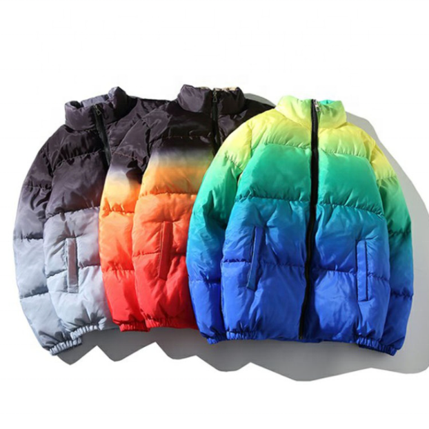 Fashion Style Shiny Custom Polyester Fabric Men's Puffer Jacket Wholesale Winter Jacket