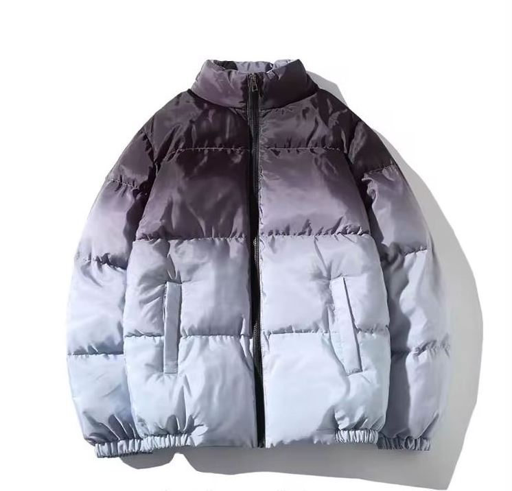 Ready to Ship Loose fit all over dip dye gradient printed men's winter warm puffer down jacket