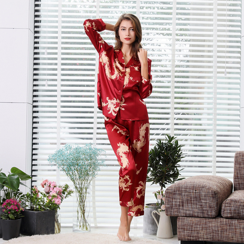 Women sleep wear long sleeve shirt and pajama high quality 2 pieces fashion wear nighty for hot girls