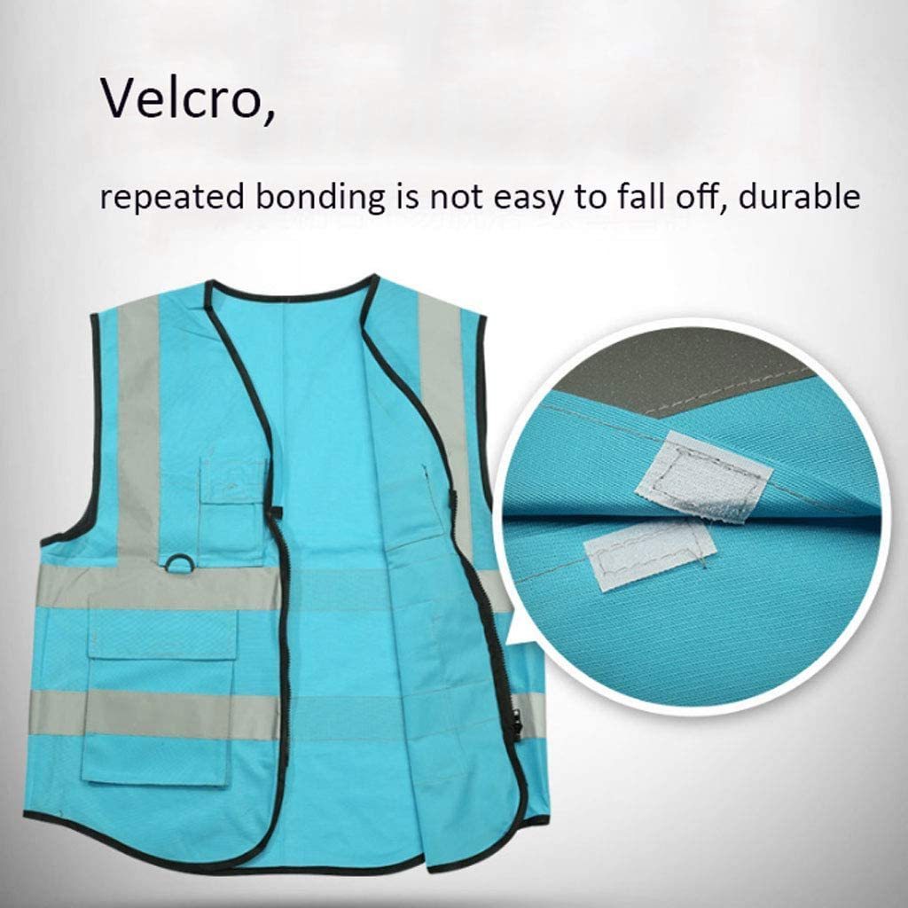 Blue Zipper Multi Pockets Reflective Tape Breathable Design Safety Vest made in pakistan