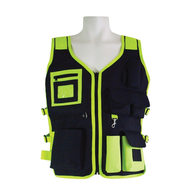 Good quality custom Black & Green visibility construction reflective safety vest with logo