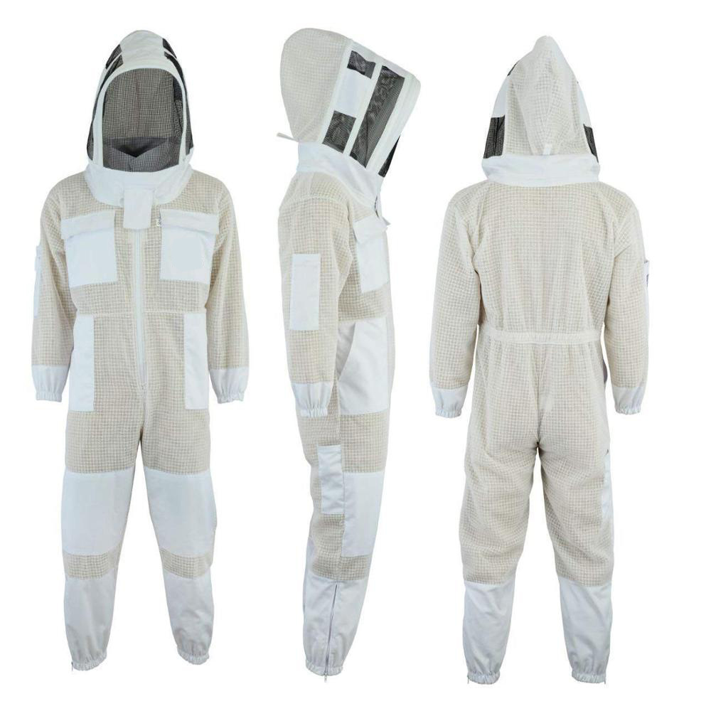 3-Layers Ultra Breathable Ventilated Beekeeping Suit with Round Veil Professional Bee Protective