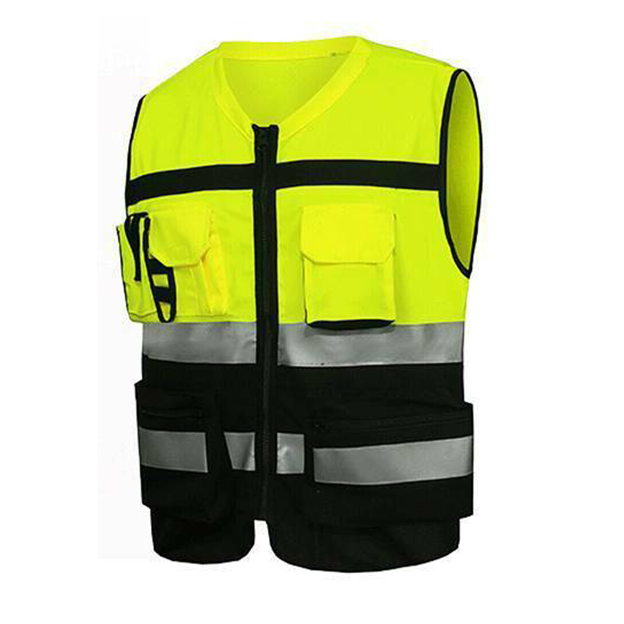 Good quality custom Black & Green visibility construction reflective safety vest with logo