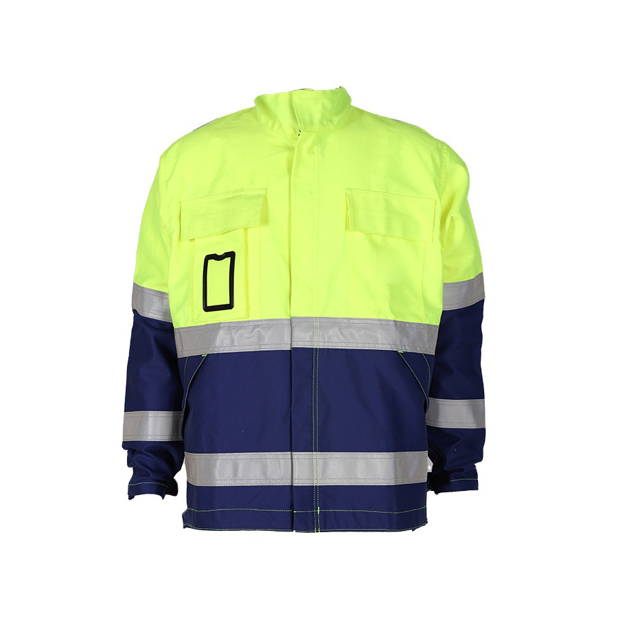 Mens Waterproof Two Tone Bomber Jacket Hi VIS Visibility Reflective Safety Work Wear Work Jacket