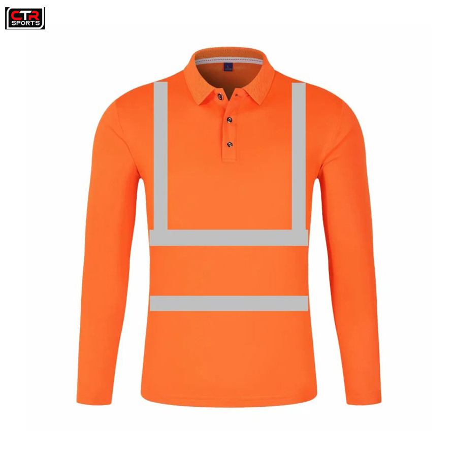 Top Selling High Visibility Safety Polo Shirt For Men's Long Sleeve Hi Viz Workwear Shirts for Men's at Wholesale 2024