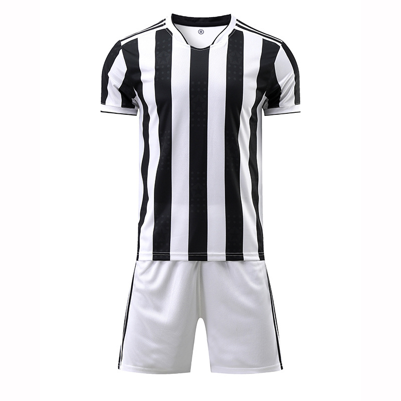 High Quality black and white Soccer Jersey Sets Polyester Sublimation teamwear Soccer Wear for Men's Custom soccer uniform.