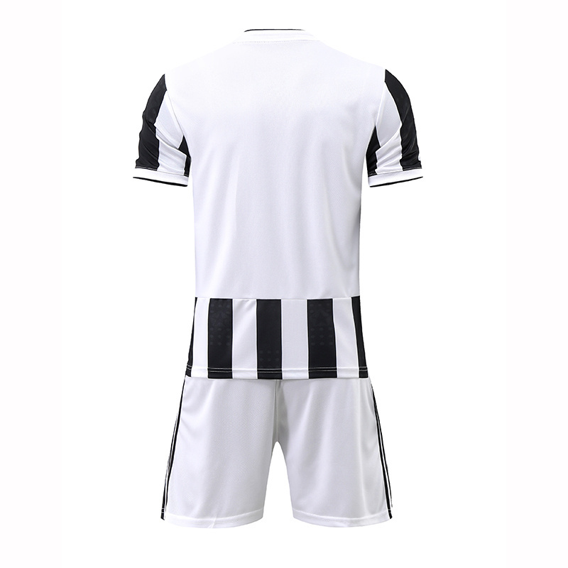 High Quality black and white Soccer Jersey Sets Polyester Sublimation teamwear Soccer Wear for Men's Custom soccer uniform.