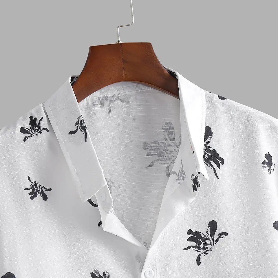 New Design Custom Shirt Printing Men Beach Wear Linen/Cotton Hawaiian Shirts Vacation Summer Beach Men Shirt