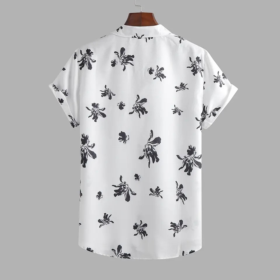 New Design Custom Shirt Printing Men Beach Wear Linen/Cotton Hawaiian Shirts Vacation Summer Beach Men Shirt