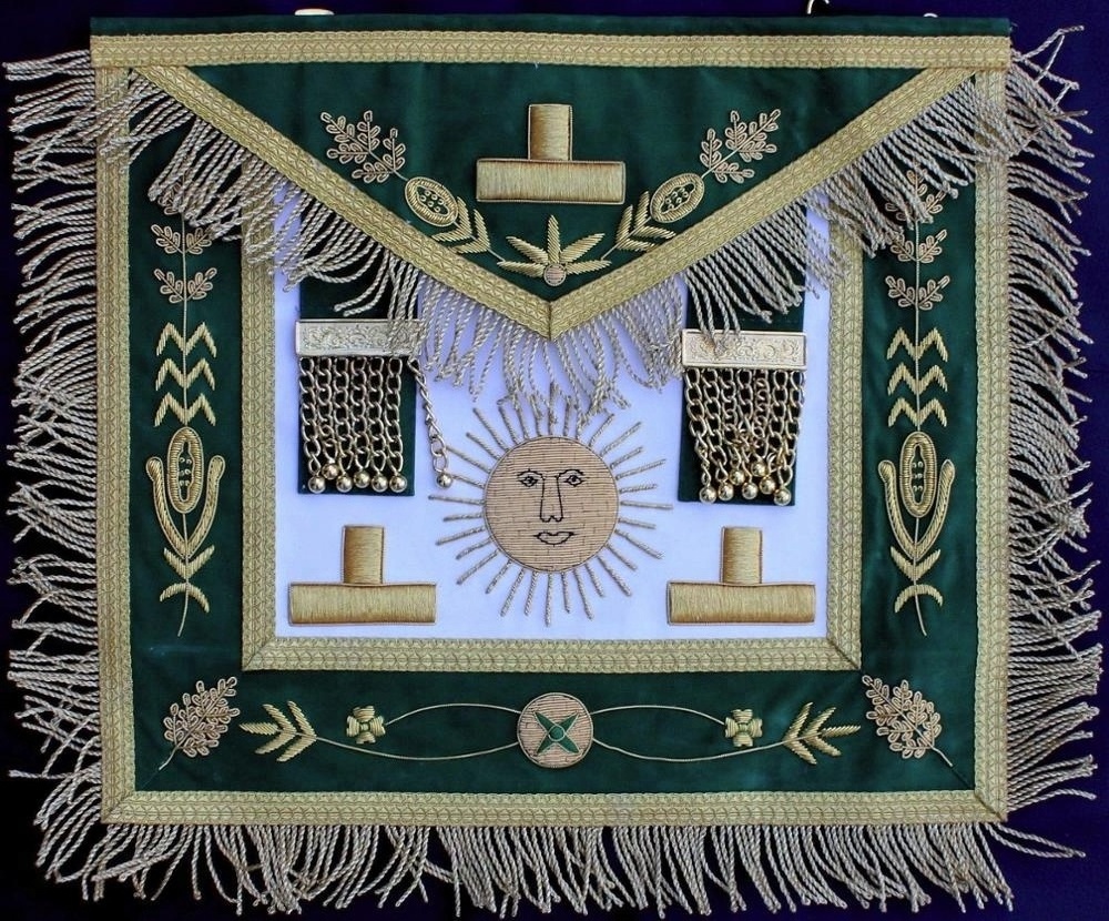 GREEN Hand MADE Bullion Past Master Aprons Apron/Hand Wholesale Custom Masonic U.S. Past Master Apron