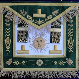 GREEN Hand MADE Bullion Past Master Aprons Apron/Hand Wholesale Custom Masonic U.S. Past Master Apron