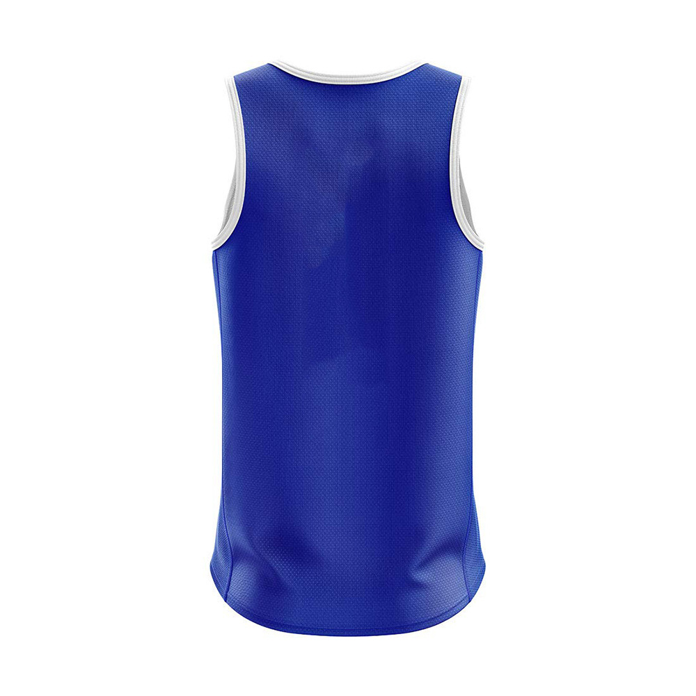 Dark Blue Color Tank Tops For Men's Made With Polyester Material Gym Body Building Basket ball Style Sleeveless Tops