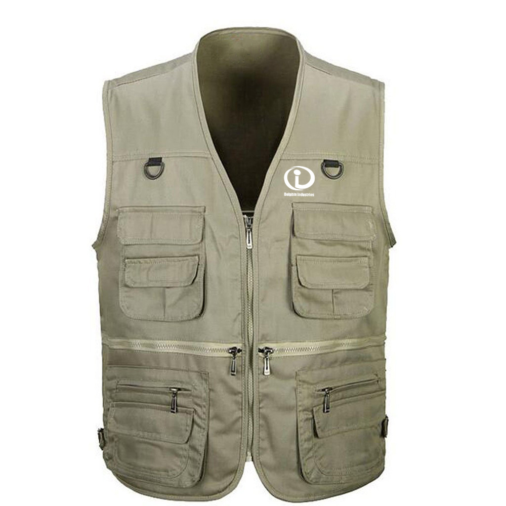 Plain Dyed casual Wear hunting Style Vests In Sleeveless V-Neck Style With Custom Logo Printings For Adults