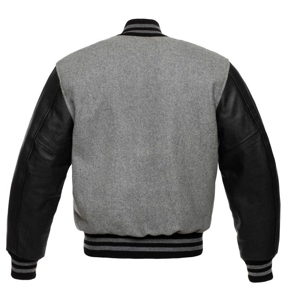 GREY WOOLBLACK LEATHER   Men Old School Varsity Jackets Men Wholesale Blank Cropped Letterman Varsity Jackets Custom