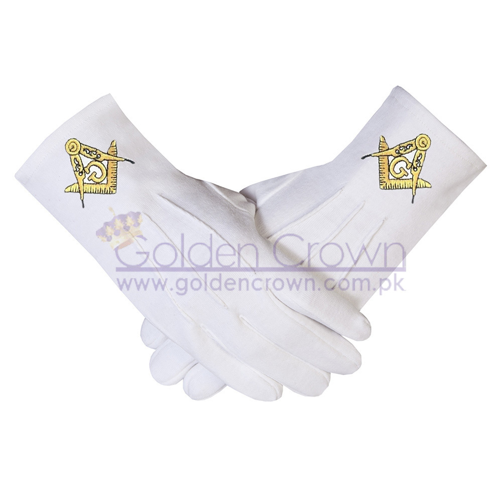 High Quality NEW MASONIC FREE MASON FREEMASON WHITE DRESS GLOVES FREEMASONRY| Masonic Parade Gloves Supplier