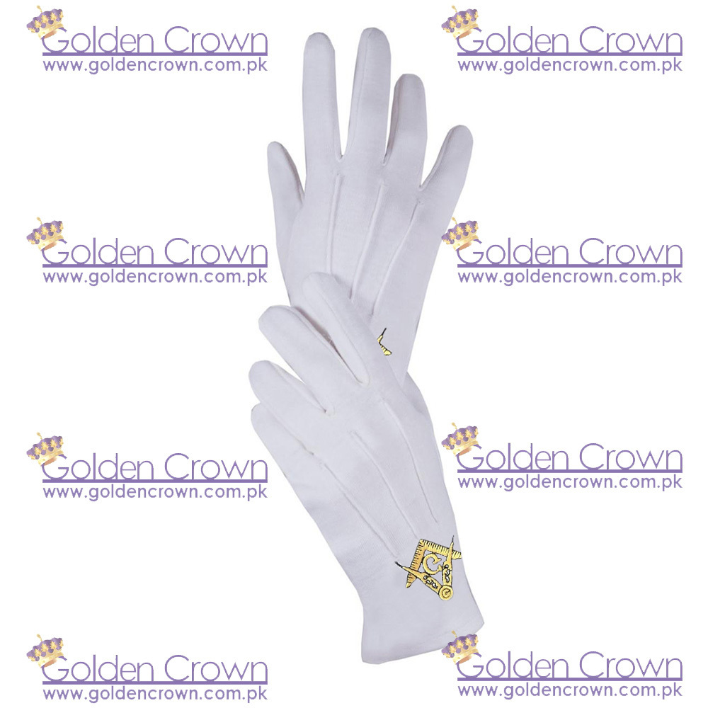 High Quality NEW MASONIC FREE MASON FREEMASON WHITE DRESS GLOVES FREEMASONRY| Masonic Parade Gloves Supplier