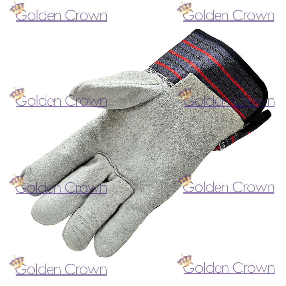 Cowhide Leather Work Gloves with Rubberized Safety Cuff