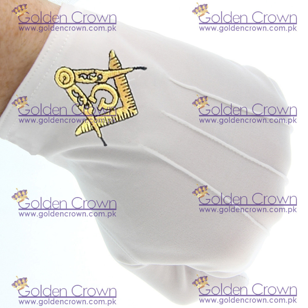 High Quality NEW MASONIC FREE MASON FREEMASON WHITE DRESS GLOVES FREEMASONRY| Masonic Parade Gloves Supplier