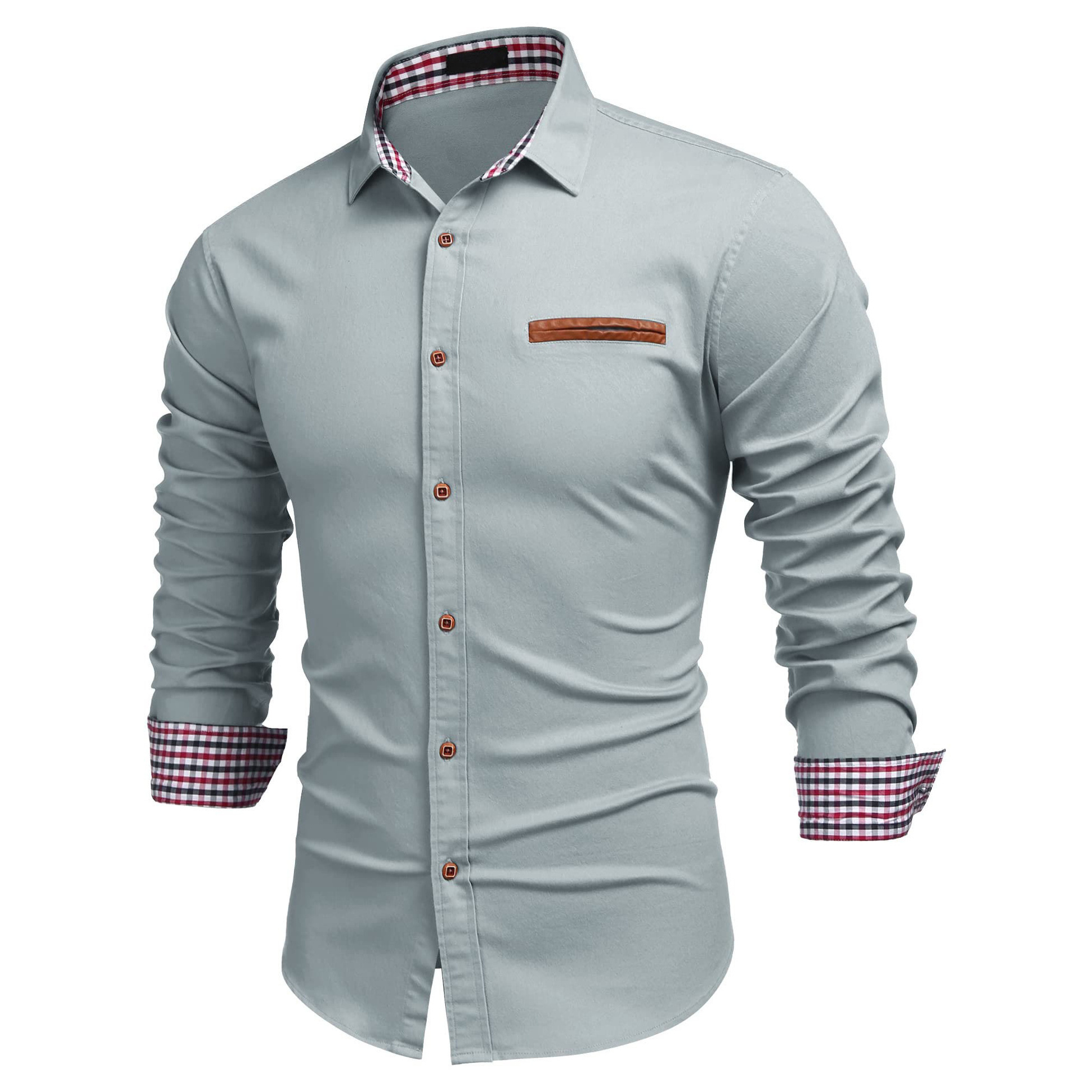 2022 Professional High Quality Men's Casual Dress Shirt Button Down Shirts Long-Sleeve Work Shirt