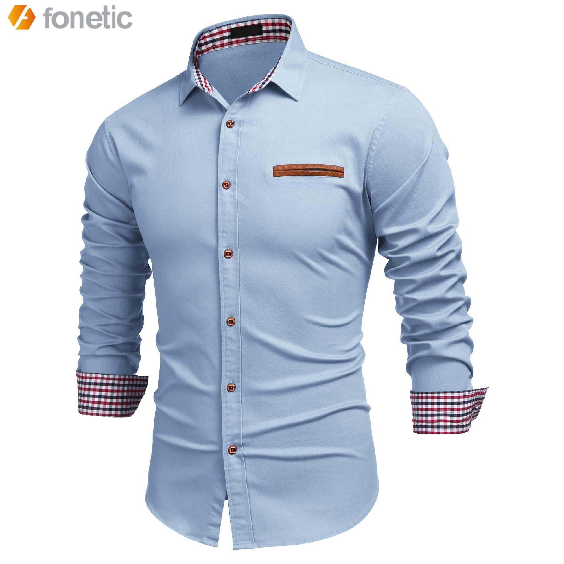 2022 Professional High Quality Men's Casual Dress Shirt Button Down Shirts Long-Sleeve Work Shirt