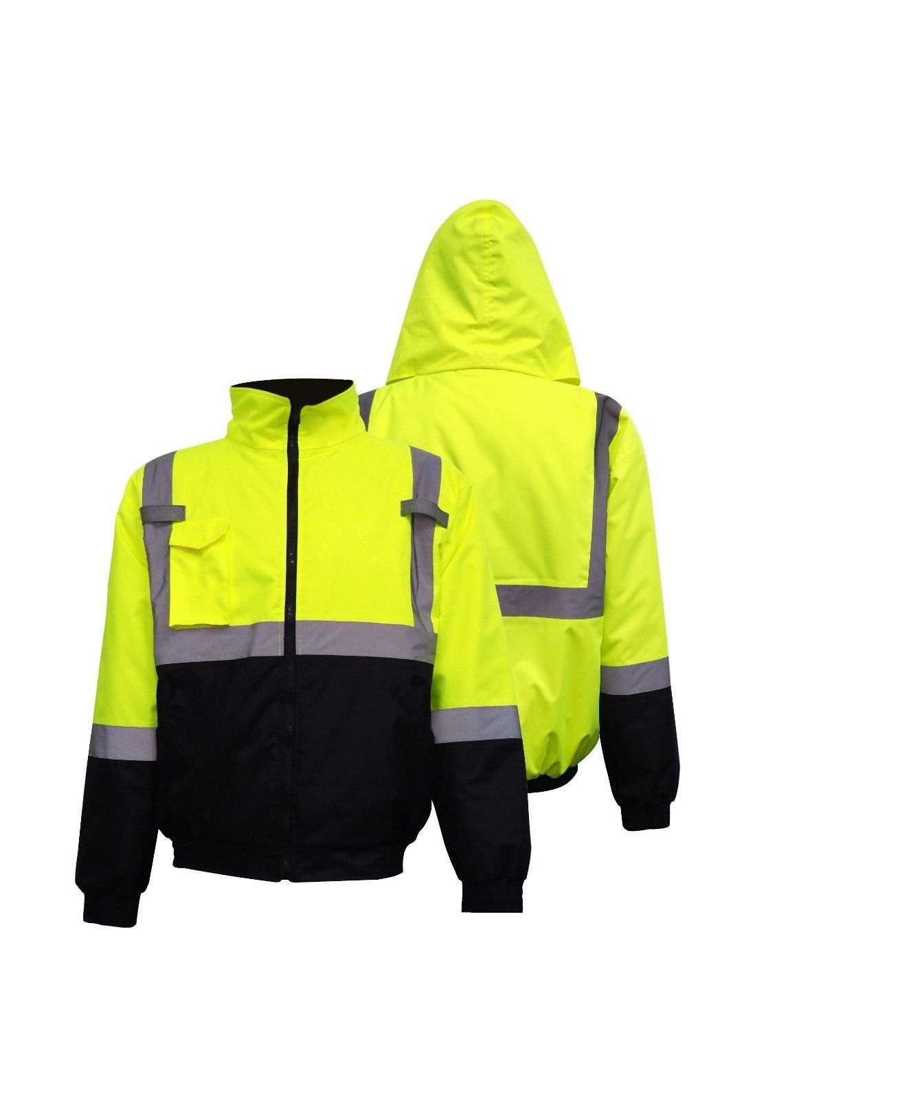 Hi-Vis (High viz) Insulated Safety Reflective STRIP Jacket Road Work Hi Visibility  Orange/Fluorescent Yellow