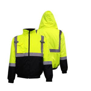 Hi-Vis (High viz) Insulated Safety Reflective STRIP Jacket Road Work Hi Visibility  Orange/Fluorescent Yellow