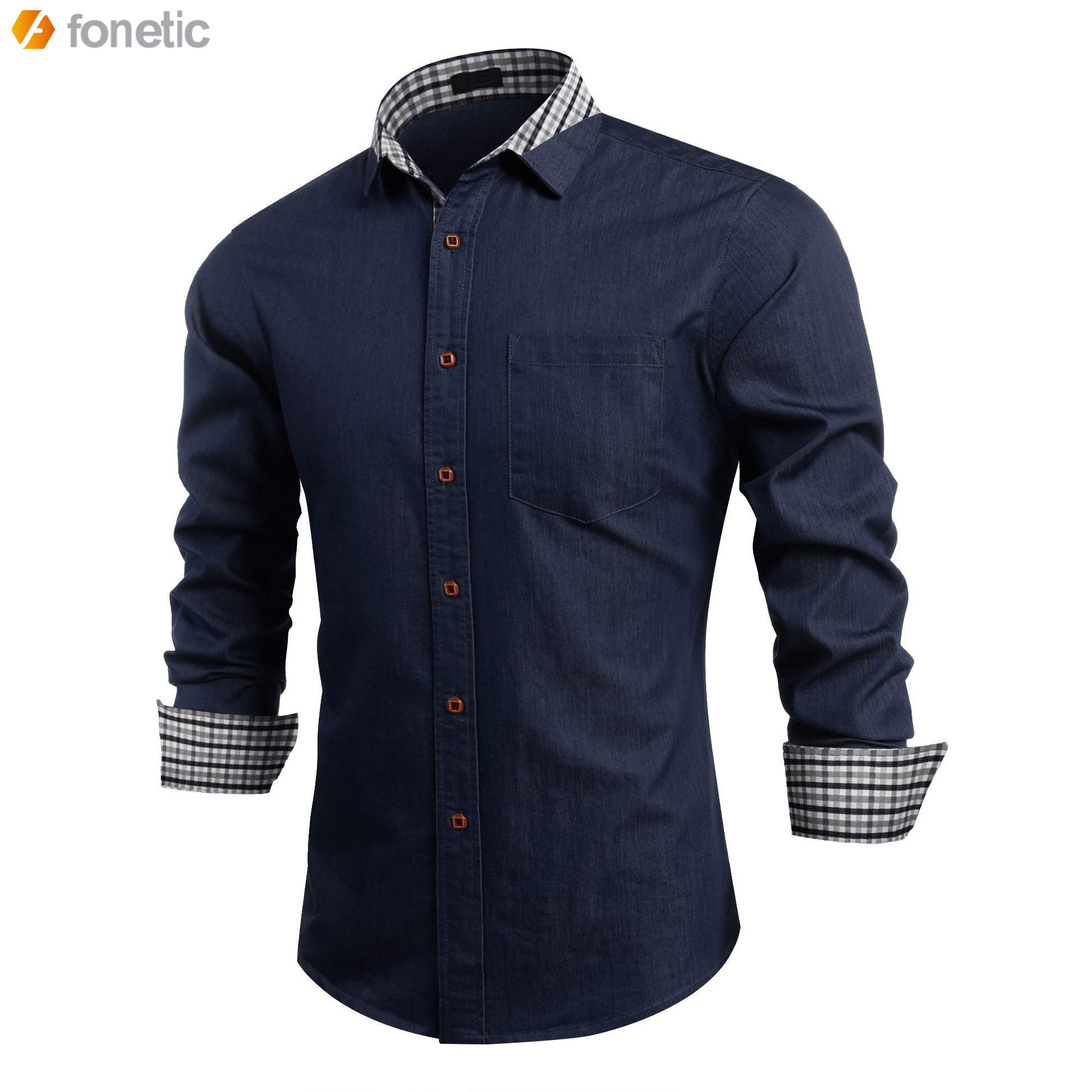 2022 Professional High Quality Men's Casual Dress Shirt Button Down Shirts Long-Sleeve Work Shirt