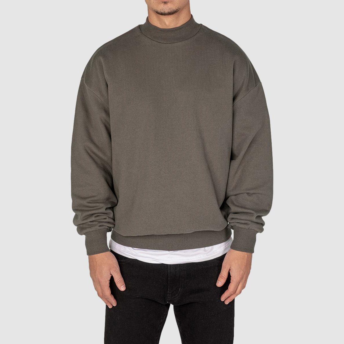 Embroidered Crewneck Sweatshirts Plain Crewneck Cotton Sweater Men's Oversized Sweatshirts