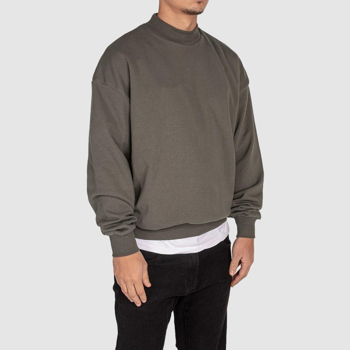 Embroidered Crewneck Sweatshirts Plain Crewneck Cotton Sweater Men's Oversized Sweatshirts