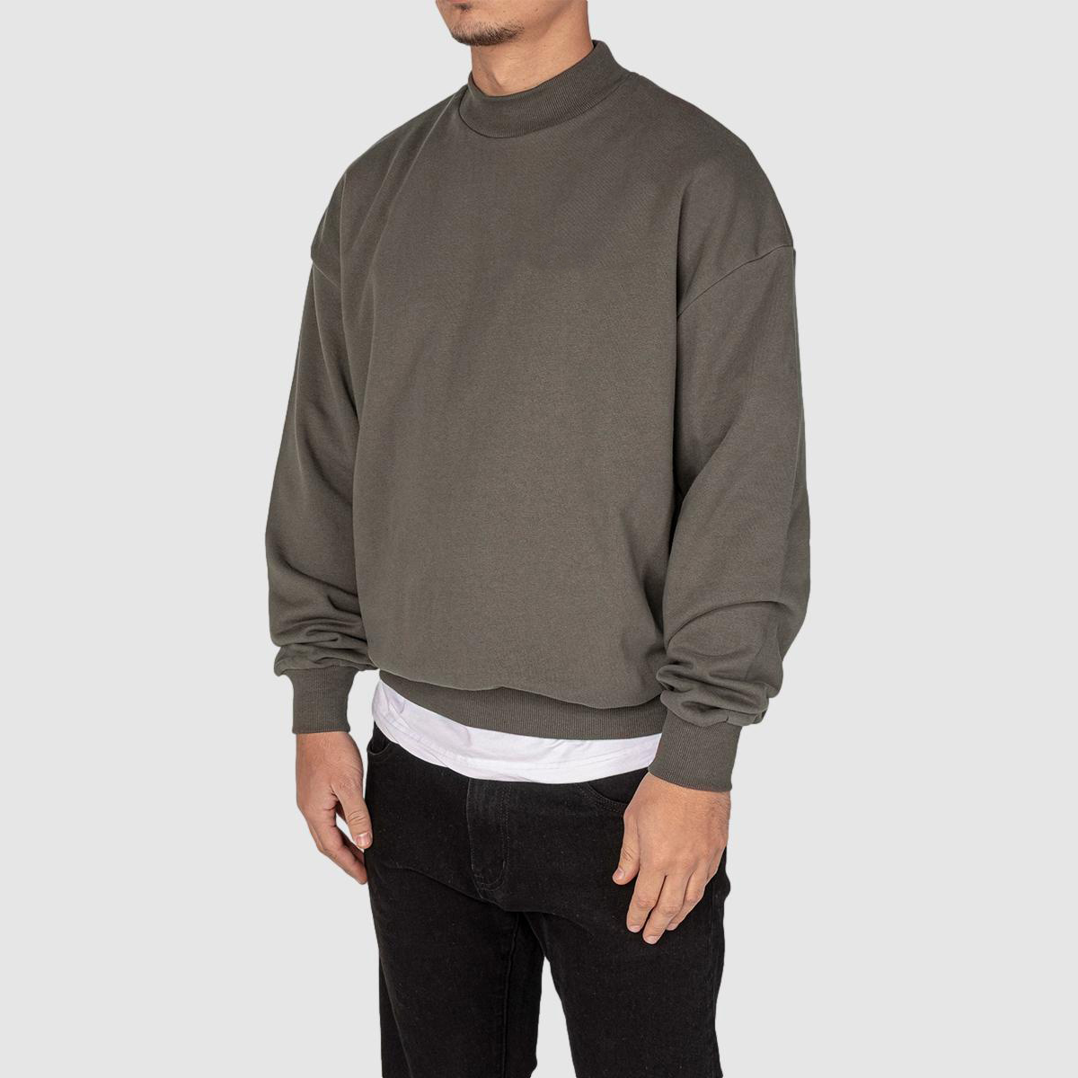 Embroidered Crewneck Sweatshirts Plain Crewneck Cotton Sweater Men's Oversized Sweatshirts